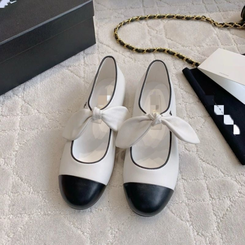 Classic Contrast-Toe Strap Shoes