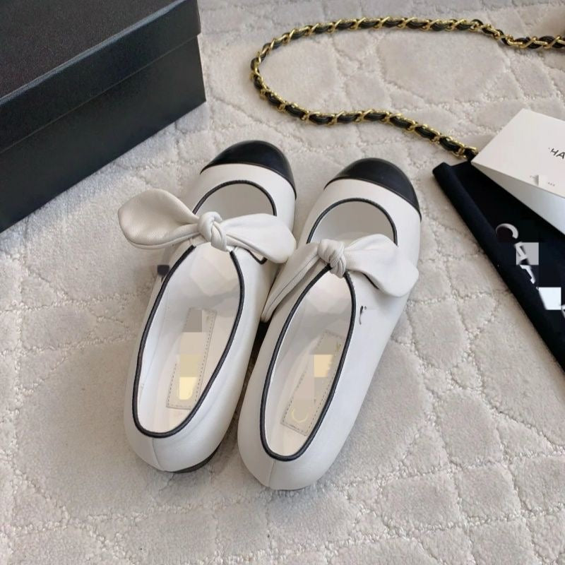 Classic Contrast-Toe Strap Shoes