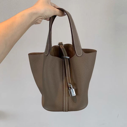 Timeless Leather Bucket Tote