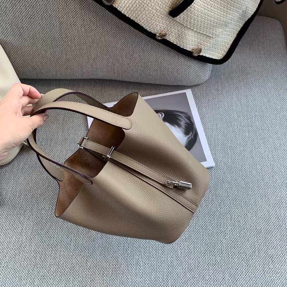 Timeless Leather Bucket Tote