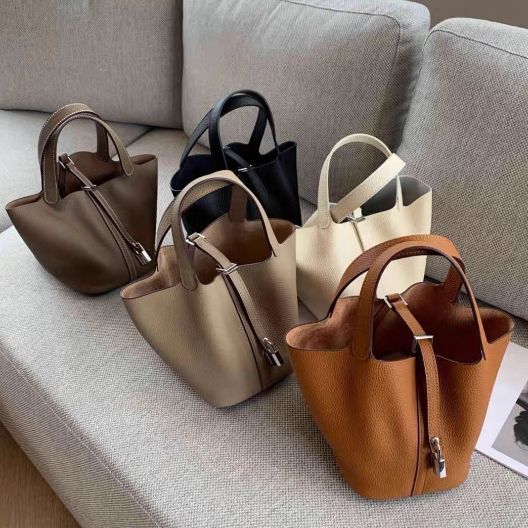 Timeless Leather Bucket Tote