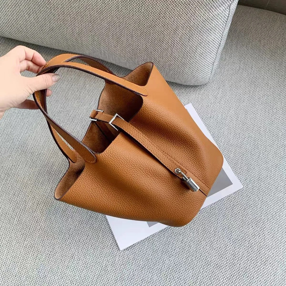 Timeless Leather Bucket Tote